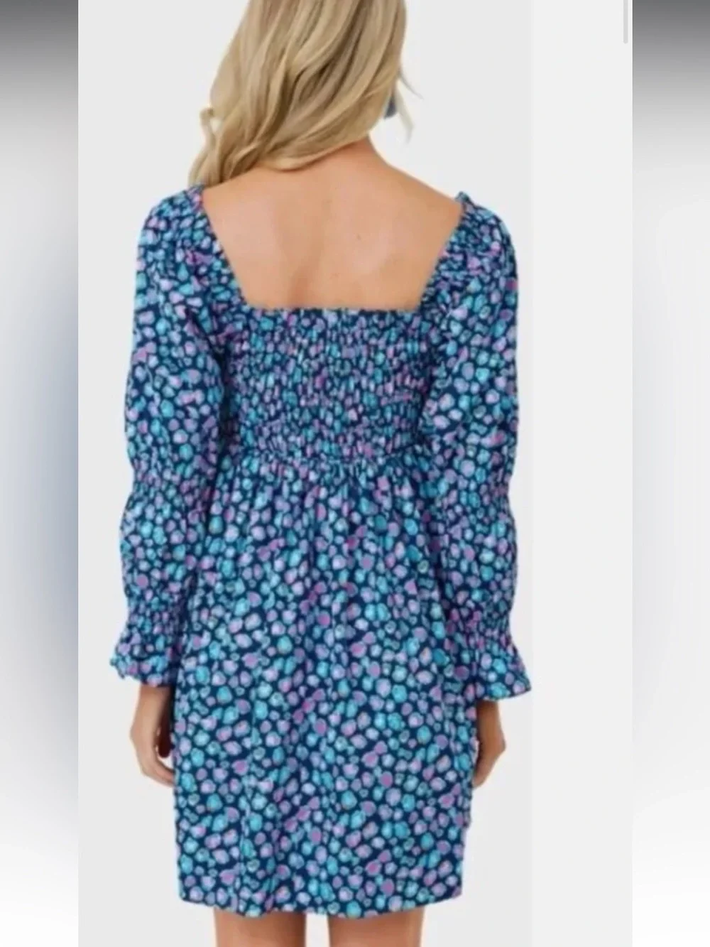 NWT Lilly Pulitzer Beyonca Smocked Dress Seabreeze Blue Low Tide Spotted XXS